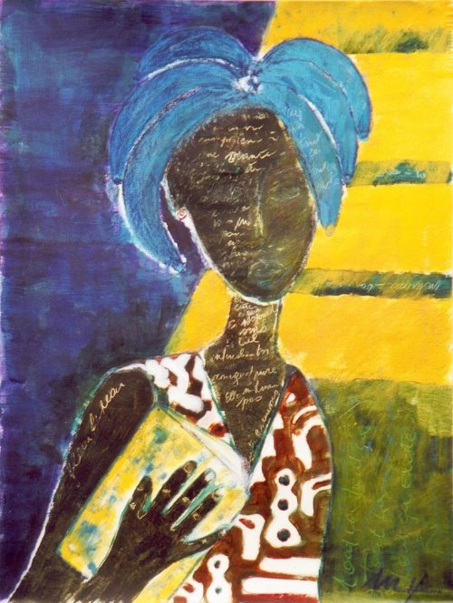 Bananes bleues - techn. mixte sur papier - 55x73cm - 2002-2003 | Sylvie Malfait Carakehian